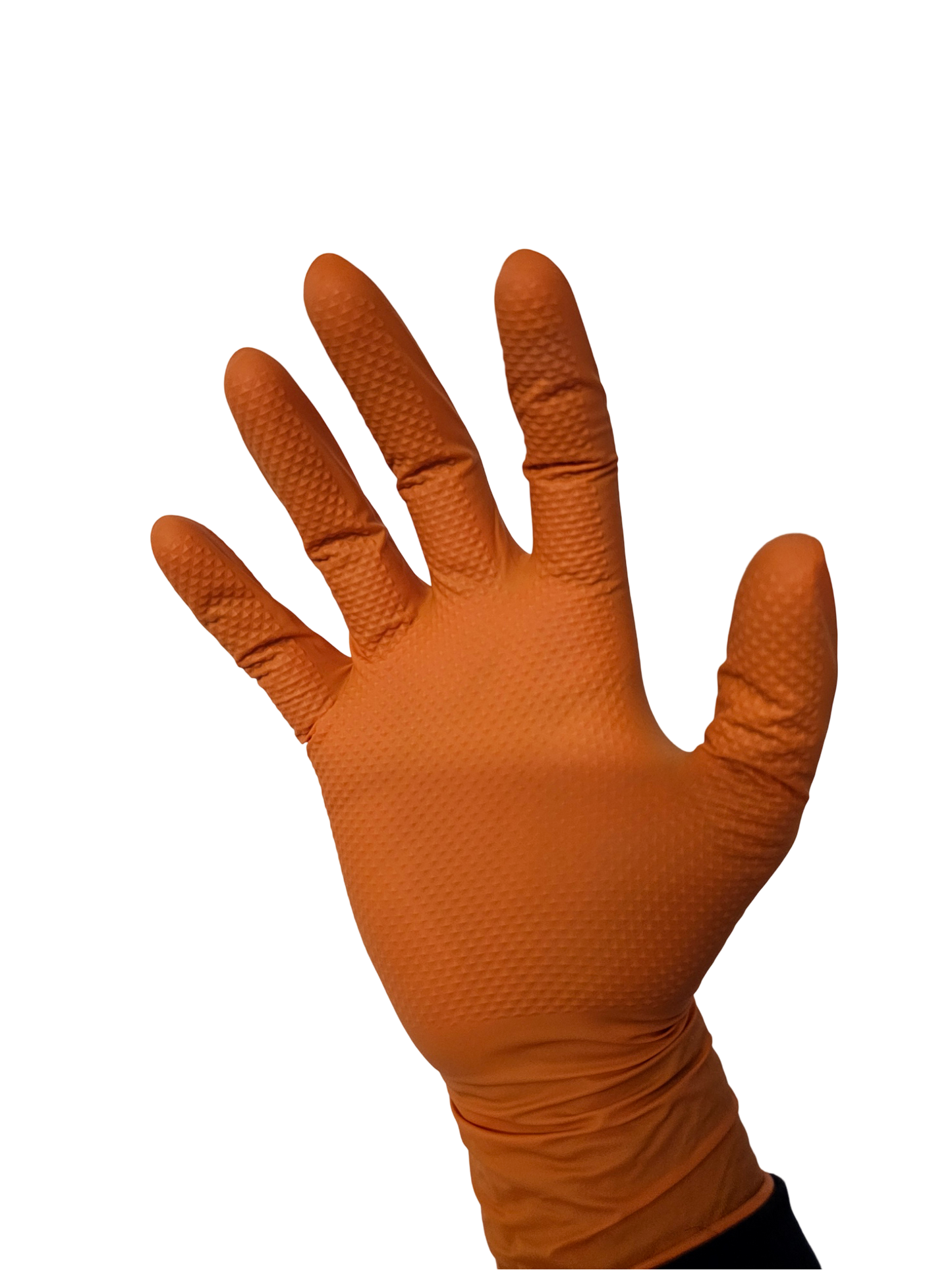 NYTRASHIELD Stealth Grip Orange Nitrile Gloves - Diamond Textured Heavy Duty Disposable Gloves
