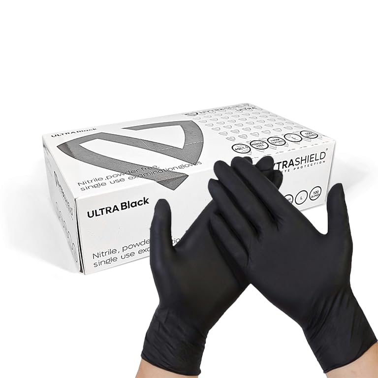 NYTRASHIELD Black Nitrile Disposable Gloves - Powder & Latex Free