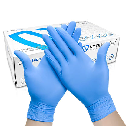 NYTRASHIELD Blue Nitrile Disposable Gloves - Powder Free & Latex Free