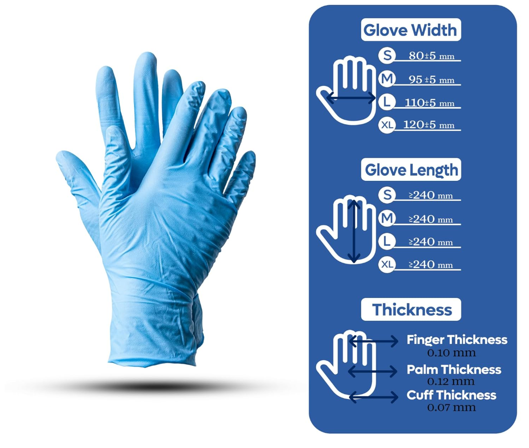 NYTRASHIELD Blue Nitrile Disposable Gloves - Powder Free & Latex Free