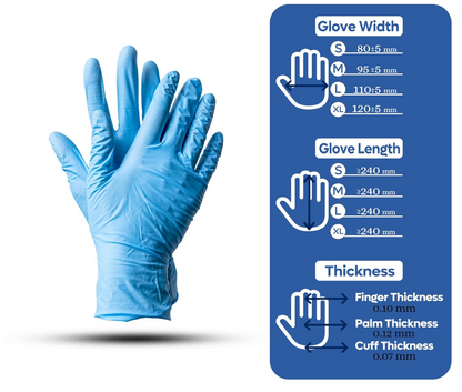 NYTRASHIELD Blue Nitrile Disposable Gloves - Powder Free & Latex Free